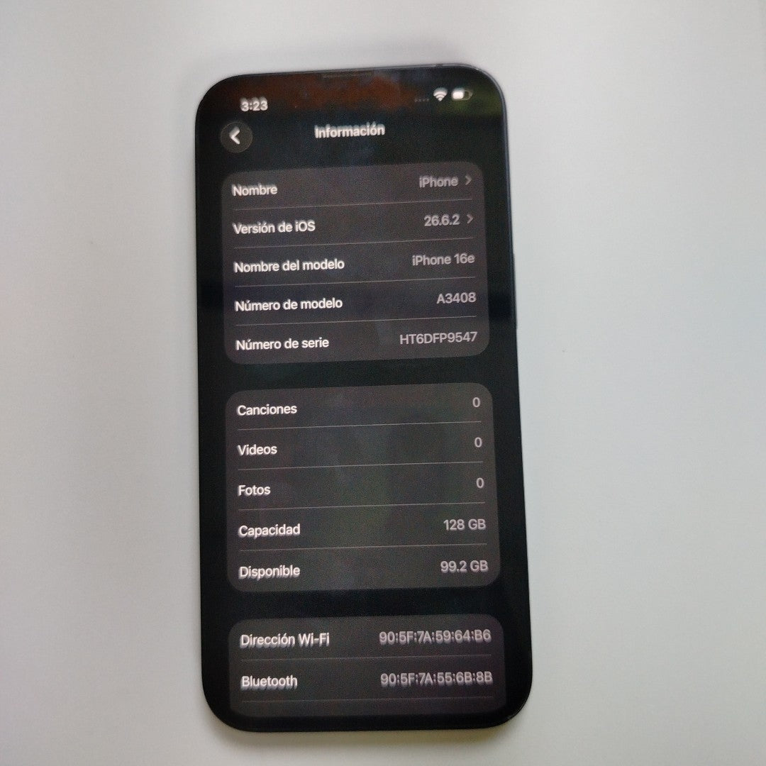 CELULAR APPLE IPHONE 16E A3408 (2025) 128 GB 8 GB RAM (SEMINUEVO)