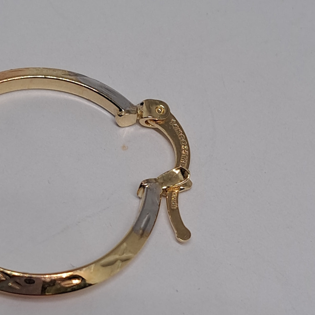 ARETES TEJIDO ARRACADAS BISELADAS COMBINADAS 14K 1.4 GR (NUEVO)