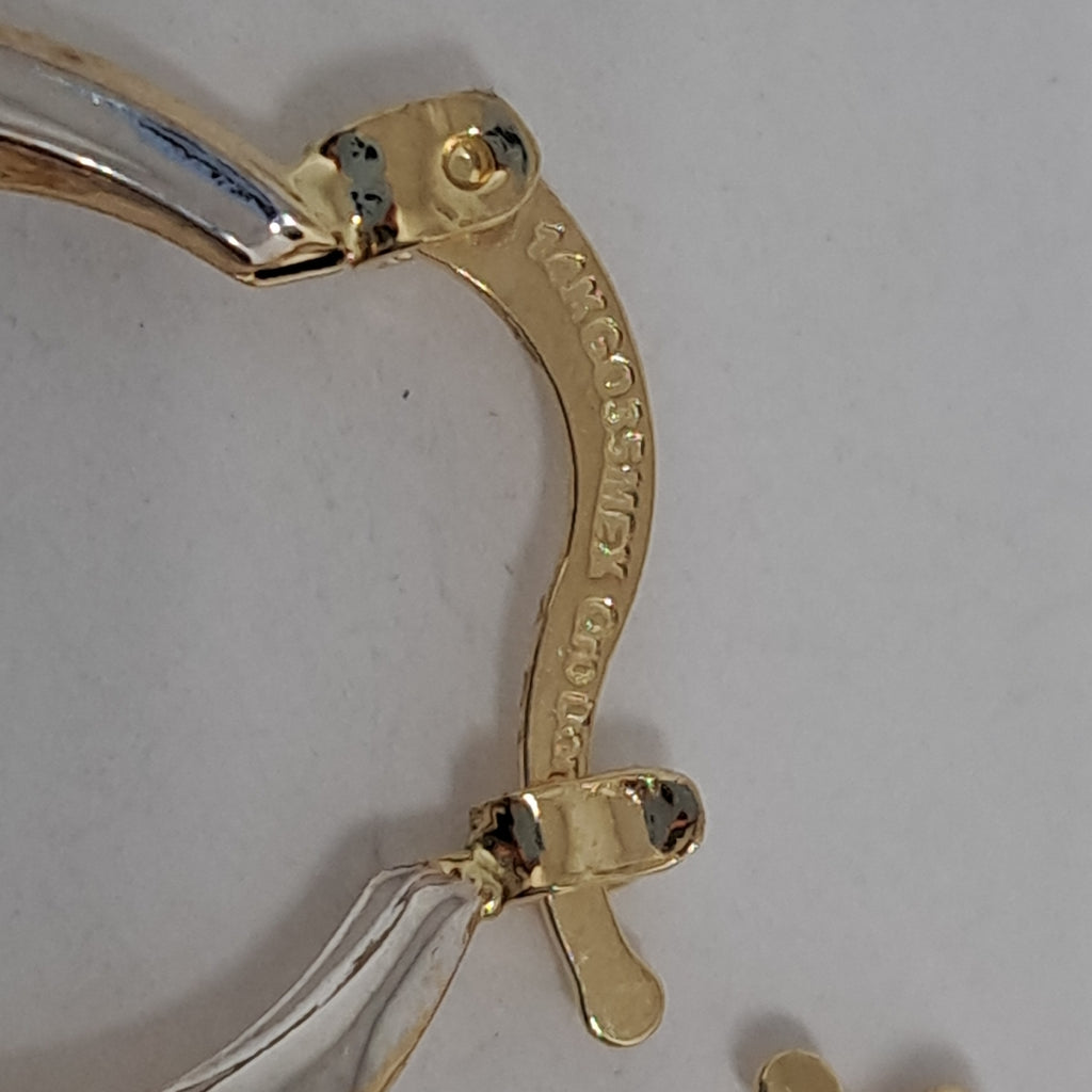 ARETES TEJIDO ARRACADA TRENZADA COMBINADA 14K 1.8 GR (NUEVO)