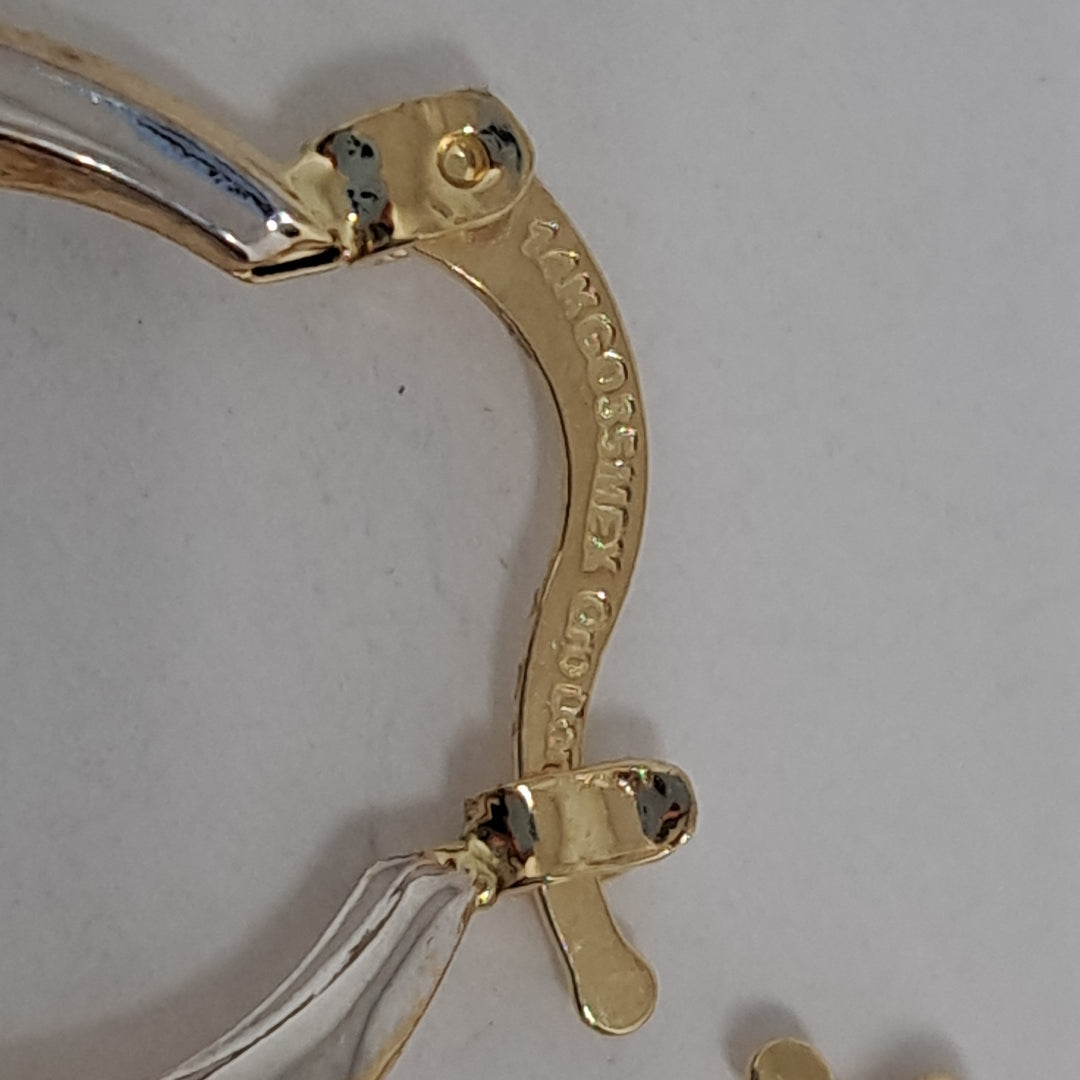 ARETES TEJIDO ARRACADA TRENZADA COMBINADA 14K 1.8 GR (NUEVO)