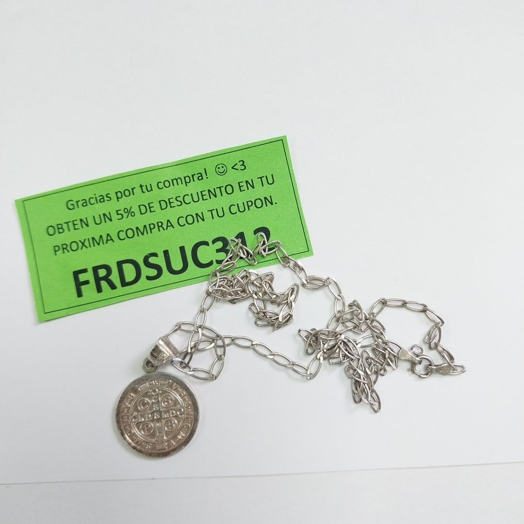 CADENA, MEDALLA RELIGIOSA PLATA 8.4 GRMS (SEMINUEVO)