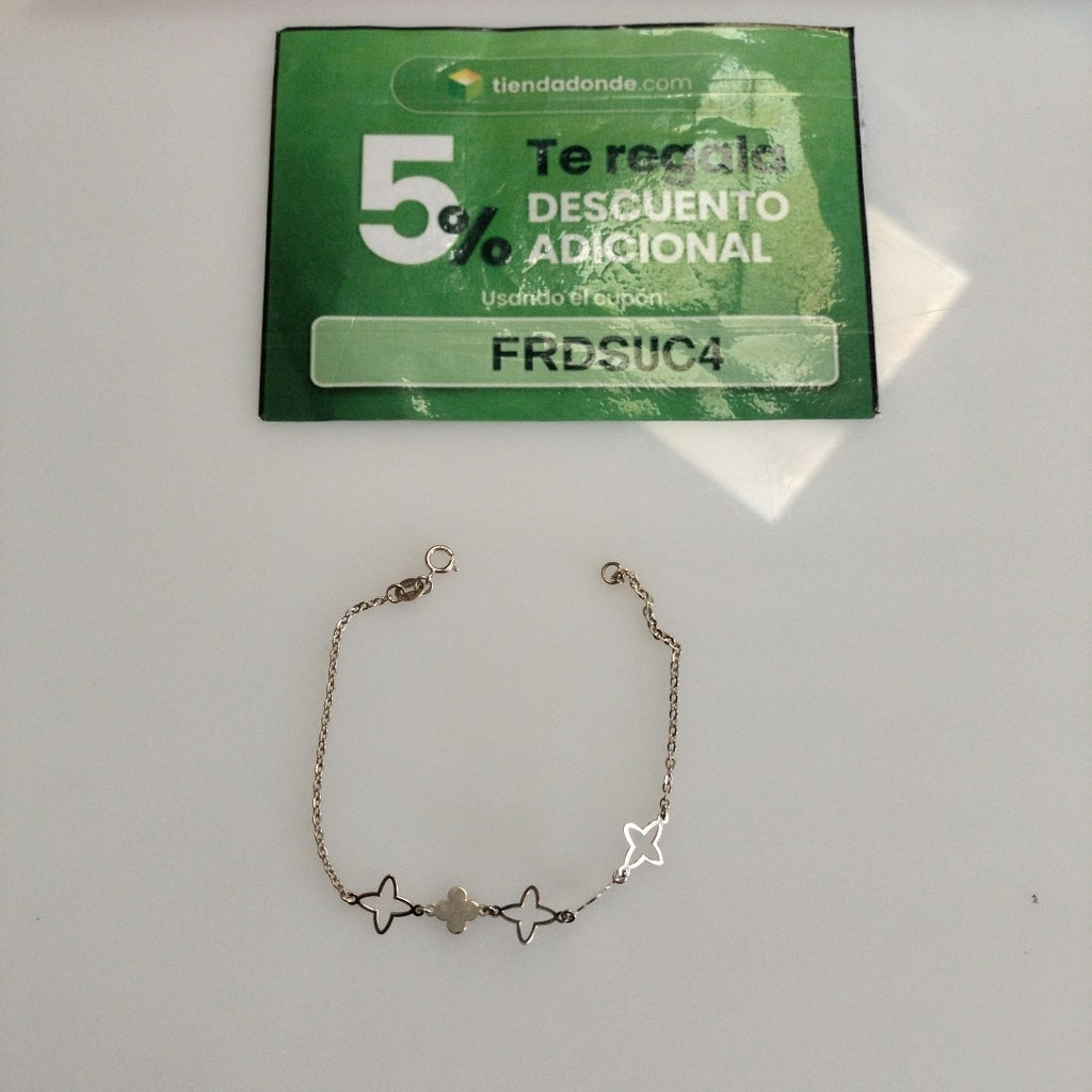 PULSERA TEJIDO ESP CON TREBOL 14K 18 CM 1.5 GR (NUEVO)