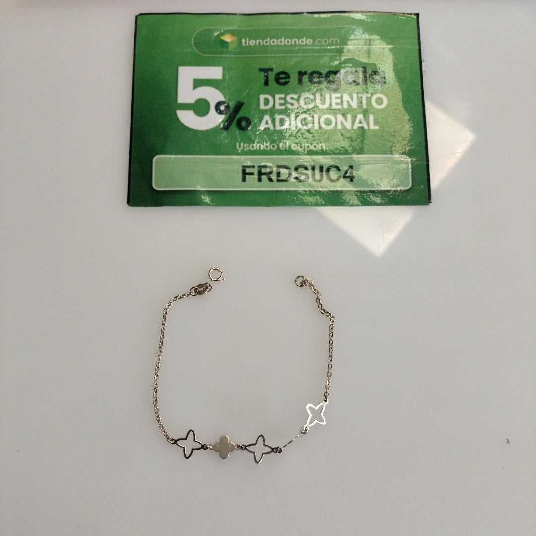 PULSERA TEJIDO ESP CON TREBOL 14K 18 CM 1.5 GR (NUEVO)