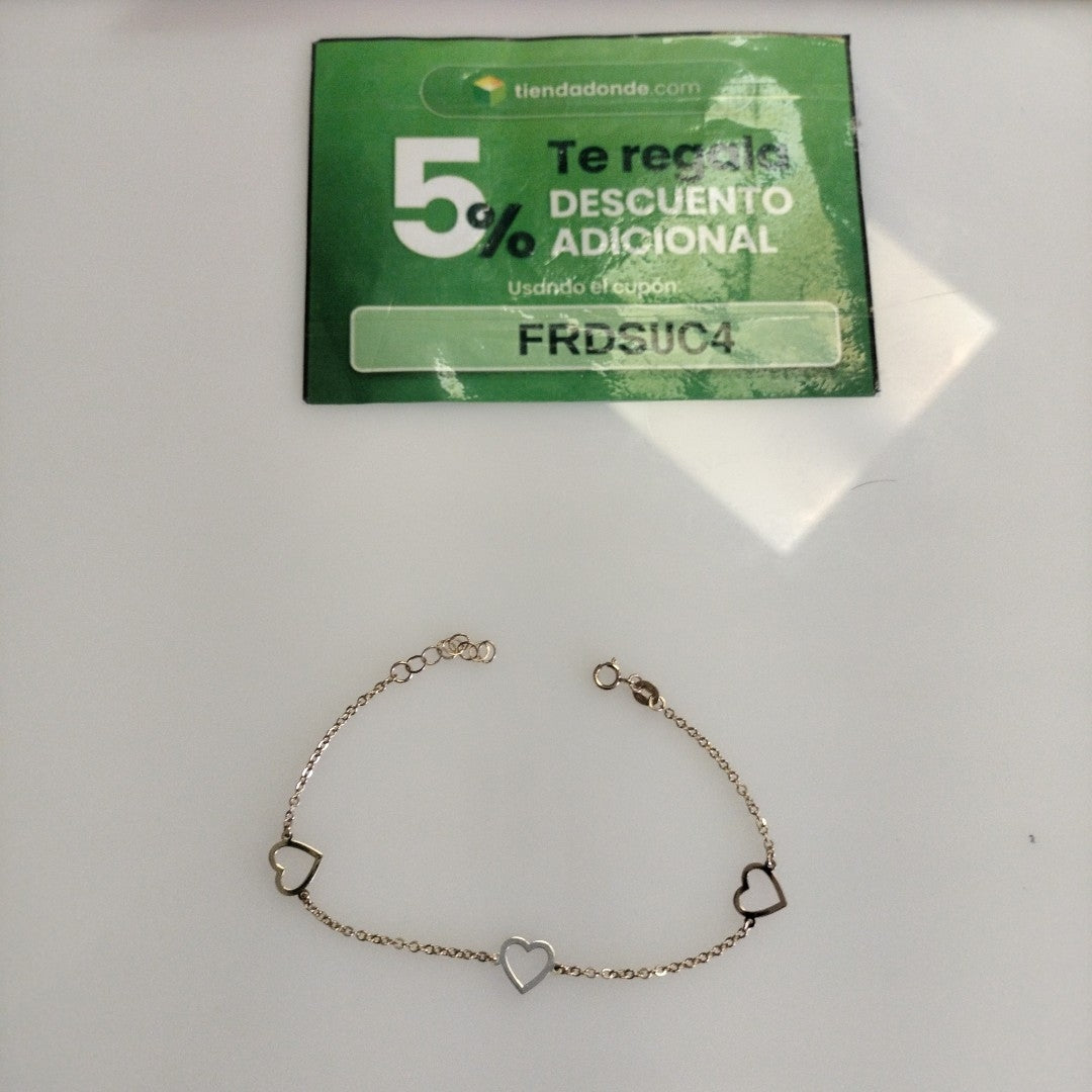 PULSERA ESPECIAL CON CORAZONES CONBINADOS 14K 18 CM 1.6 GR (NUEVO)