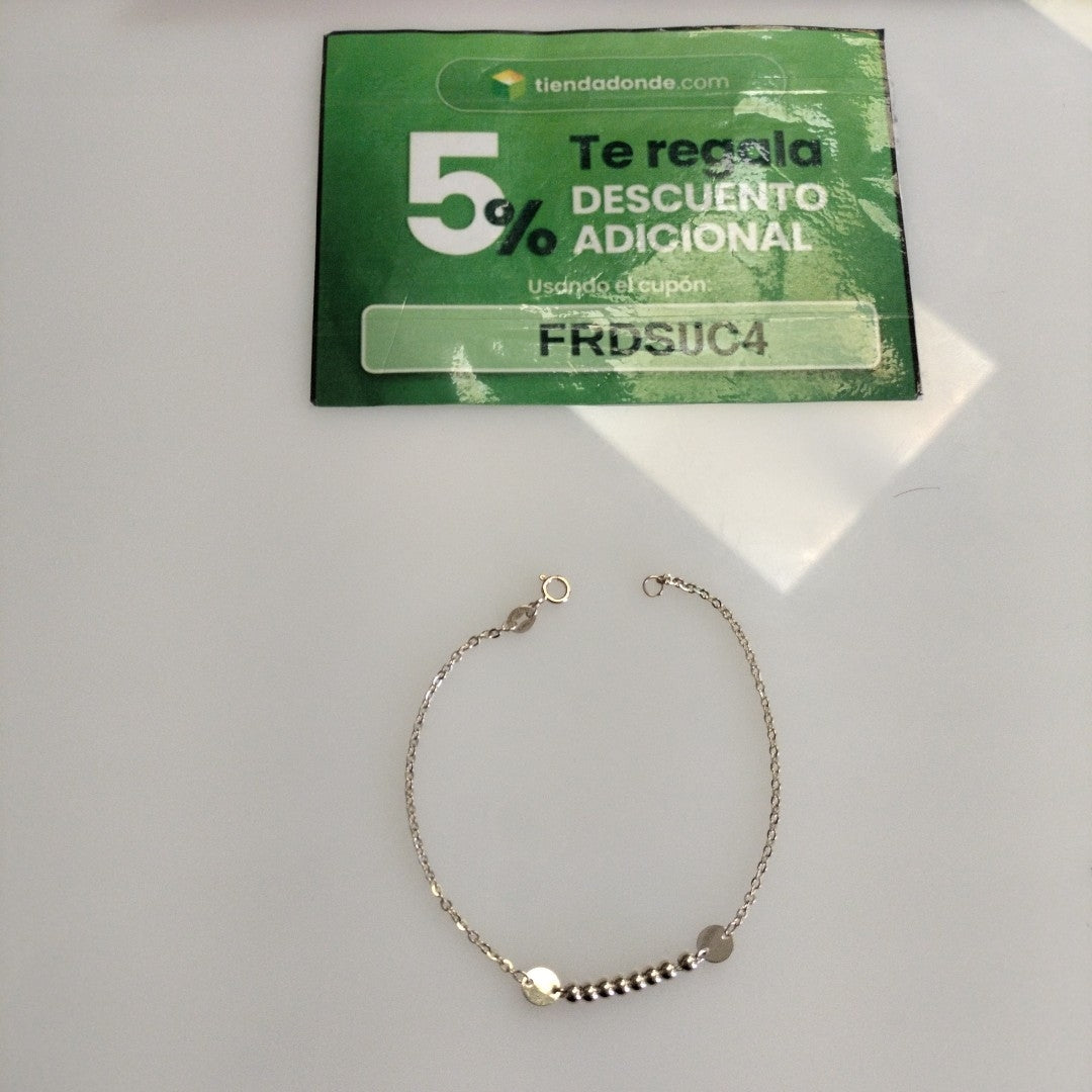 PULSERA TEJIDO ESPECIAL CON BOLITAS 14K 18 CM 1.8 GR (NUEVO)