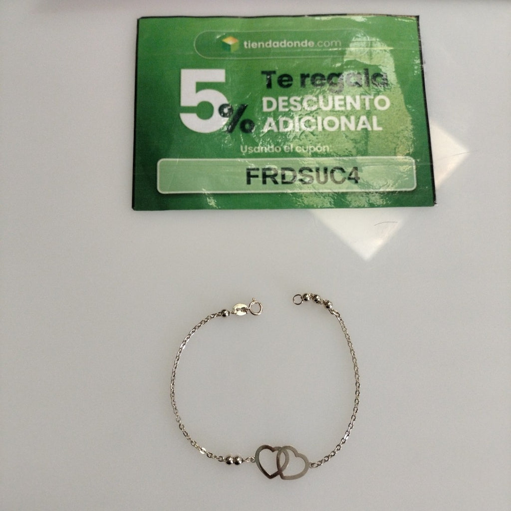 PULSERA TEJIDO ESPECIAL C CORAZONES 14K 18 CM 1.7 GR (NUEVO)