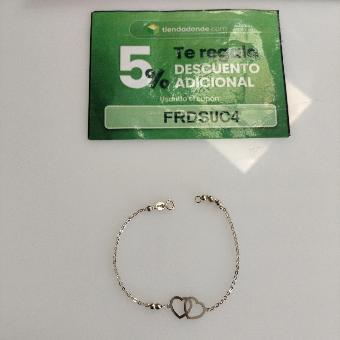 PULSERA TEJIDO ESPECIAL C CORAZONES 14K 18 CM 1.7 GR (NUEVO)