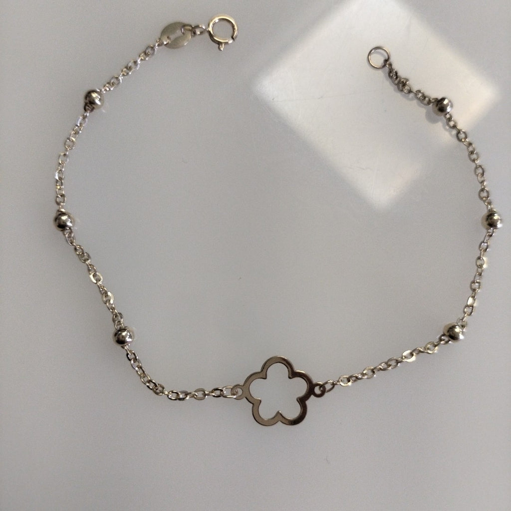 PULSERA TEJIDO ESPECIAL CON FLOR 14K 18 CM 1.6 GR (NUEVO)