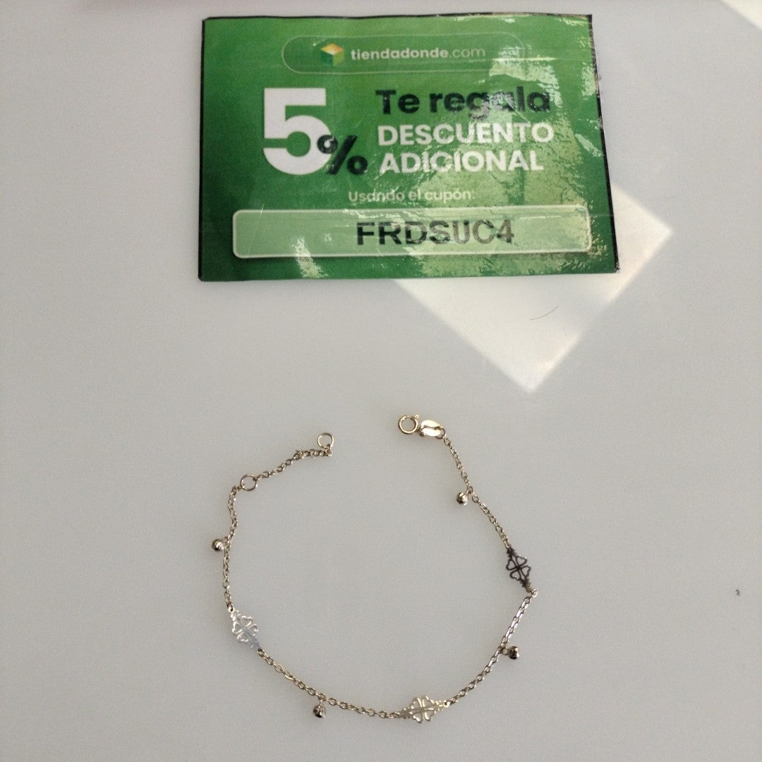 PULSERA ESPECIAL CON TREBOL 14K 18 CM 1.8 GR (NUEVO)