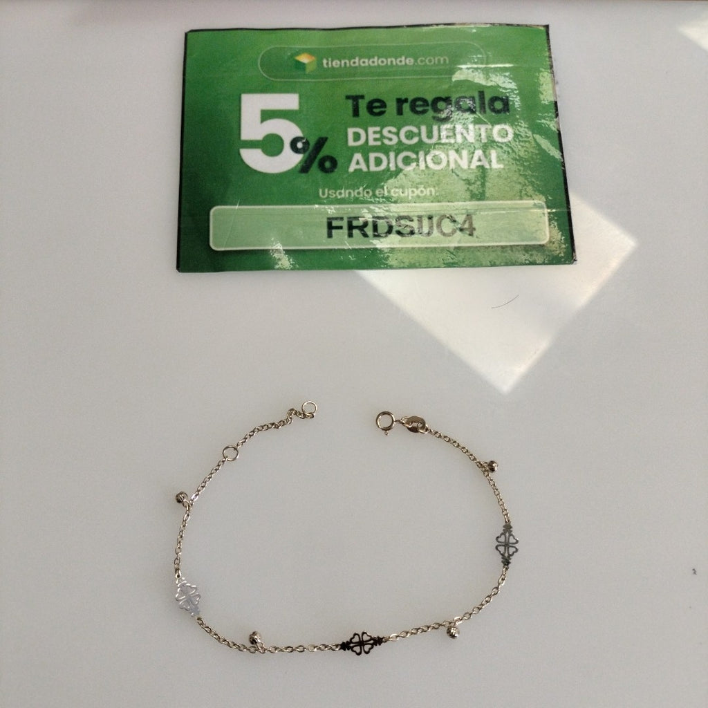 PULSERA ESPECIAL CON TREBOL 14K 18 CM 1.8 GR (NUEVO)