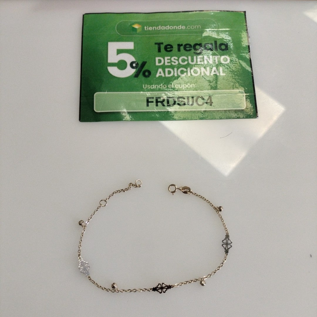 PULSERA ESPECIAL CON TREBOL 14K 18 CM 1.8 GR (NUEVO)
