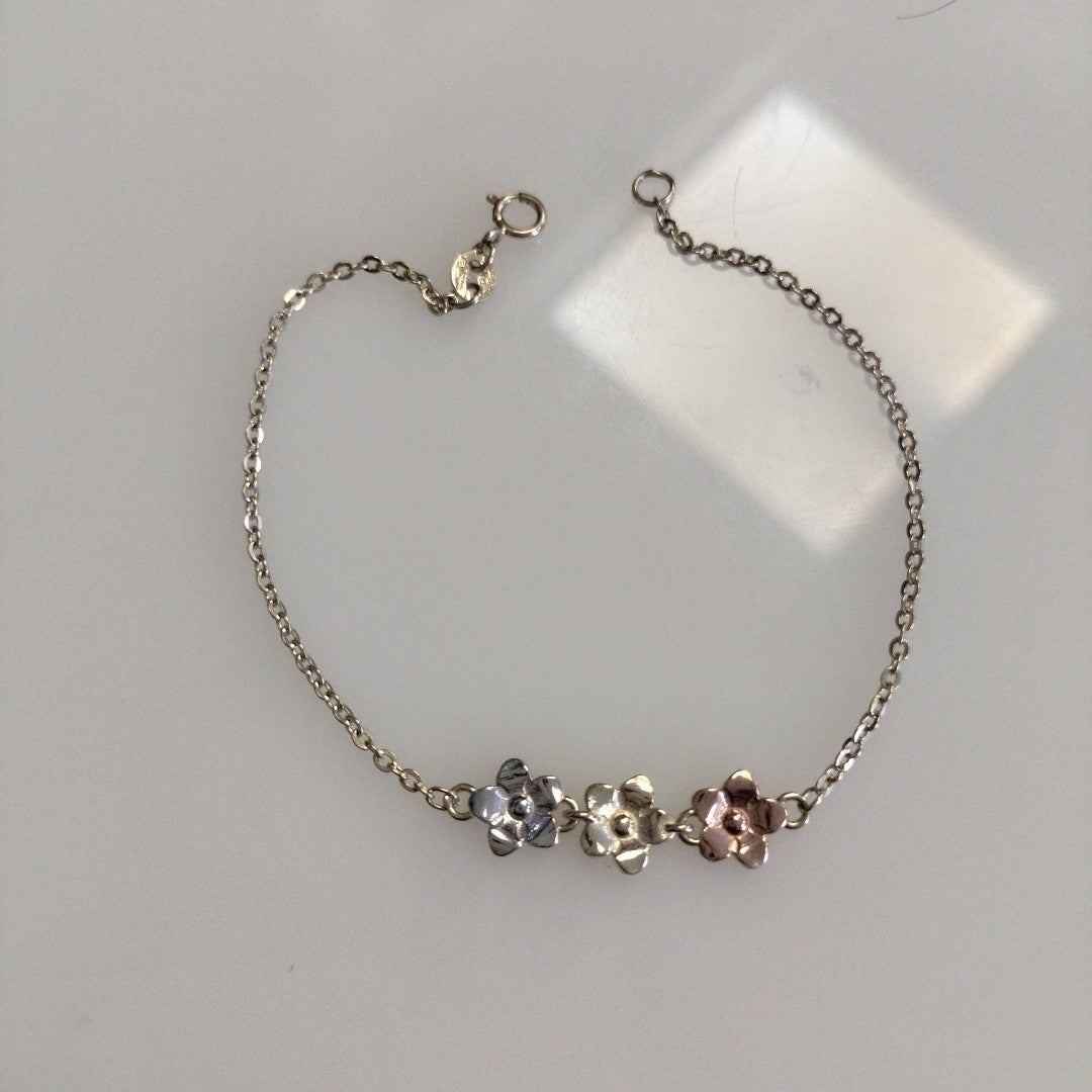 PULSERA TEJIDO ESPECIAL FIG FLORES 14K 18 CM 2 GR (NUEVO)