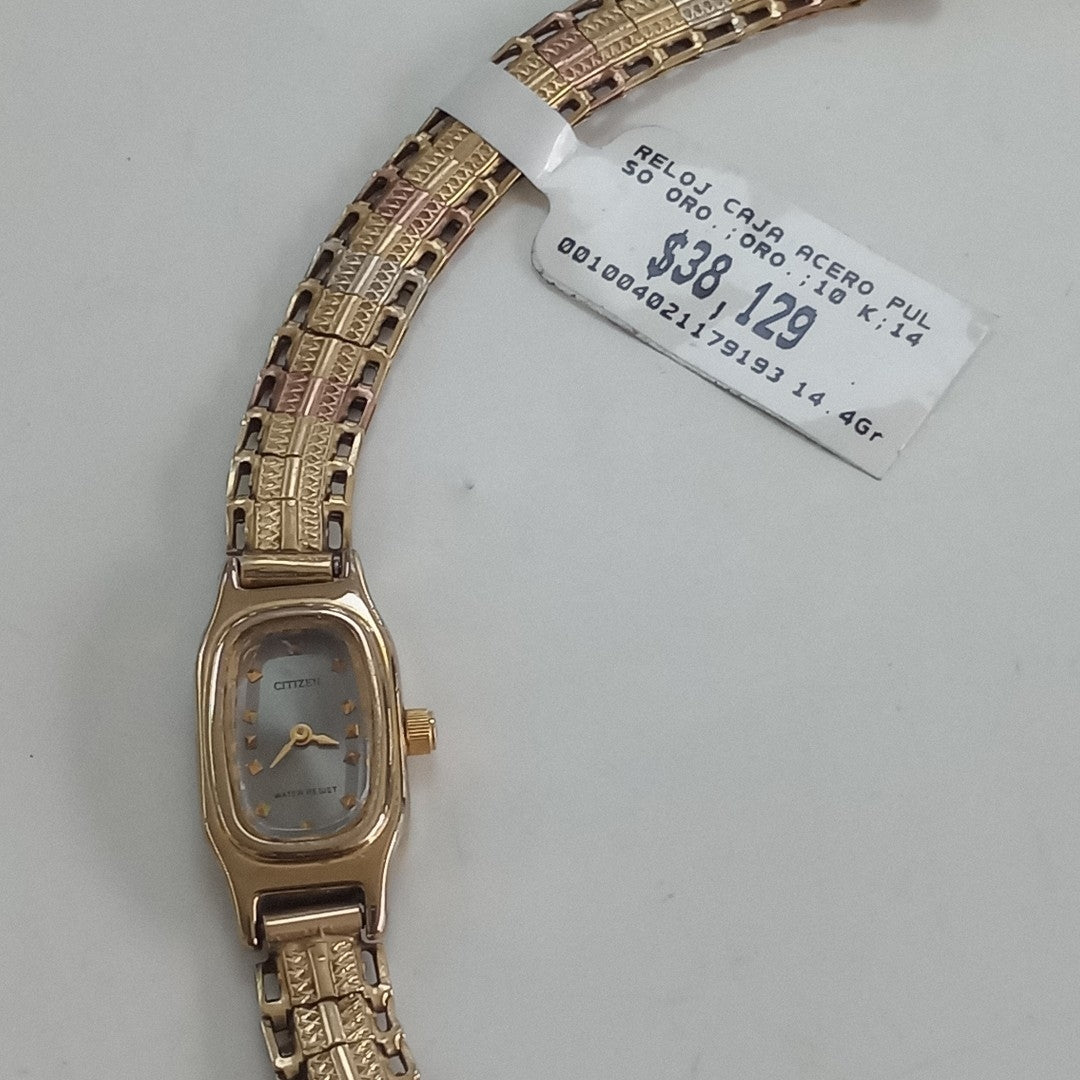 RELOJ CAJA ACERO PULSO ORO ORO 10 K 14.4 GRMS (SEMINUEVO)