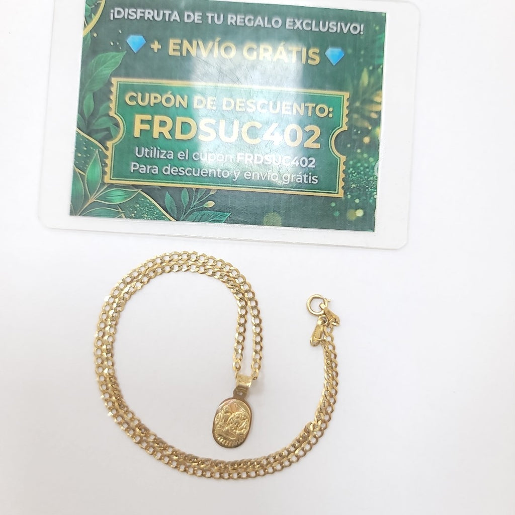CADENA, MEDALLA RELIGIOSA ORO 10 K 3.4 GRMS (SEMINUEVO)