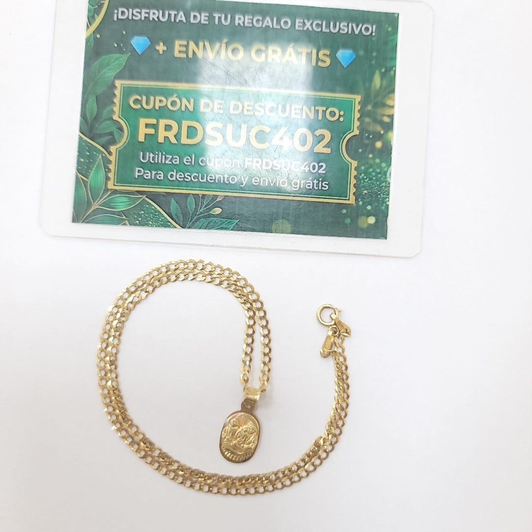 CADENA, MEDALLA RELIGIOSA ORO 10 K 3.4 GRMS (SEMINUEVO)