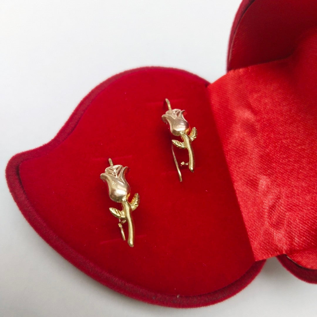 ARETES PAR ORO COMBINADO 14 K 1.1 GRMS (SEMINUEVO)