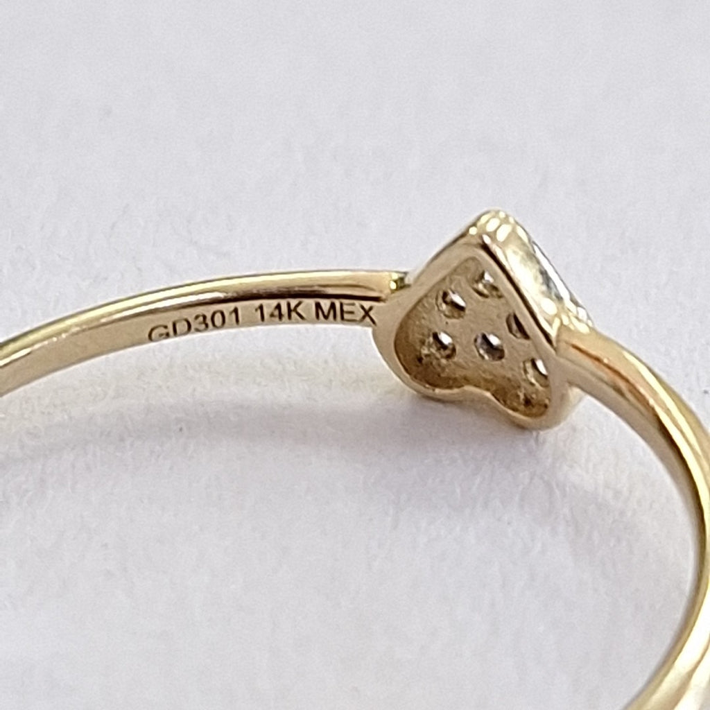 ANILLO ANILLITO CORAZON C CIRCONIA 14K 7 TALLA 0.8 GR (NUEVO)