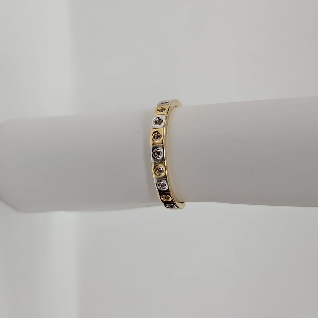 ANILLO ANILLITO C CIRCONIAS COMBINADO 14K 8 TALLA 2 GR (NUEVO)