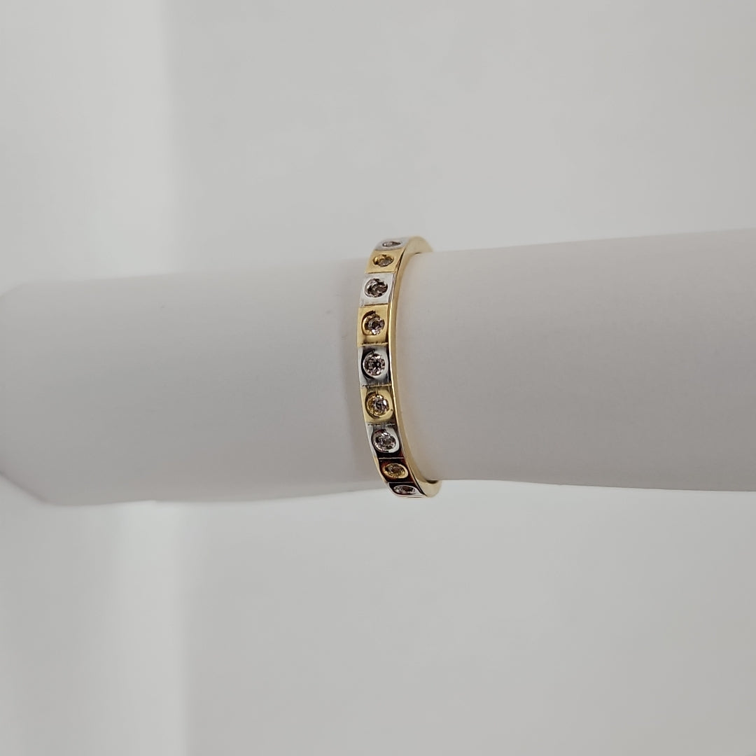 ANILLO ANILLITO C CIRCONIAS COMBINADO 14K 8 TALLA 2 GR (NUEVO)