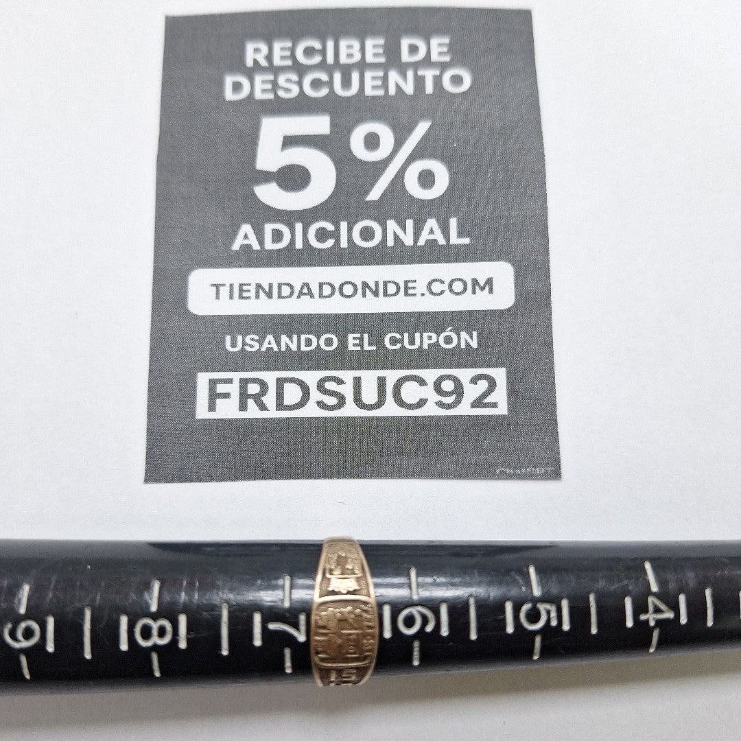 ANILLO DE GRADUACIÓN ORO 8 K 1.2 GRMS (SEMINUEVO)