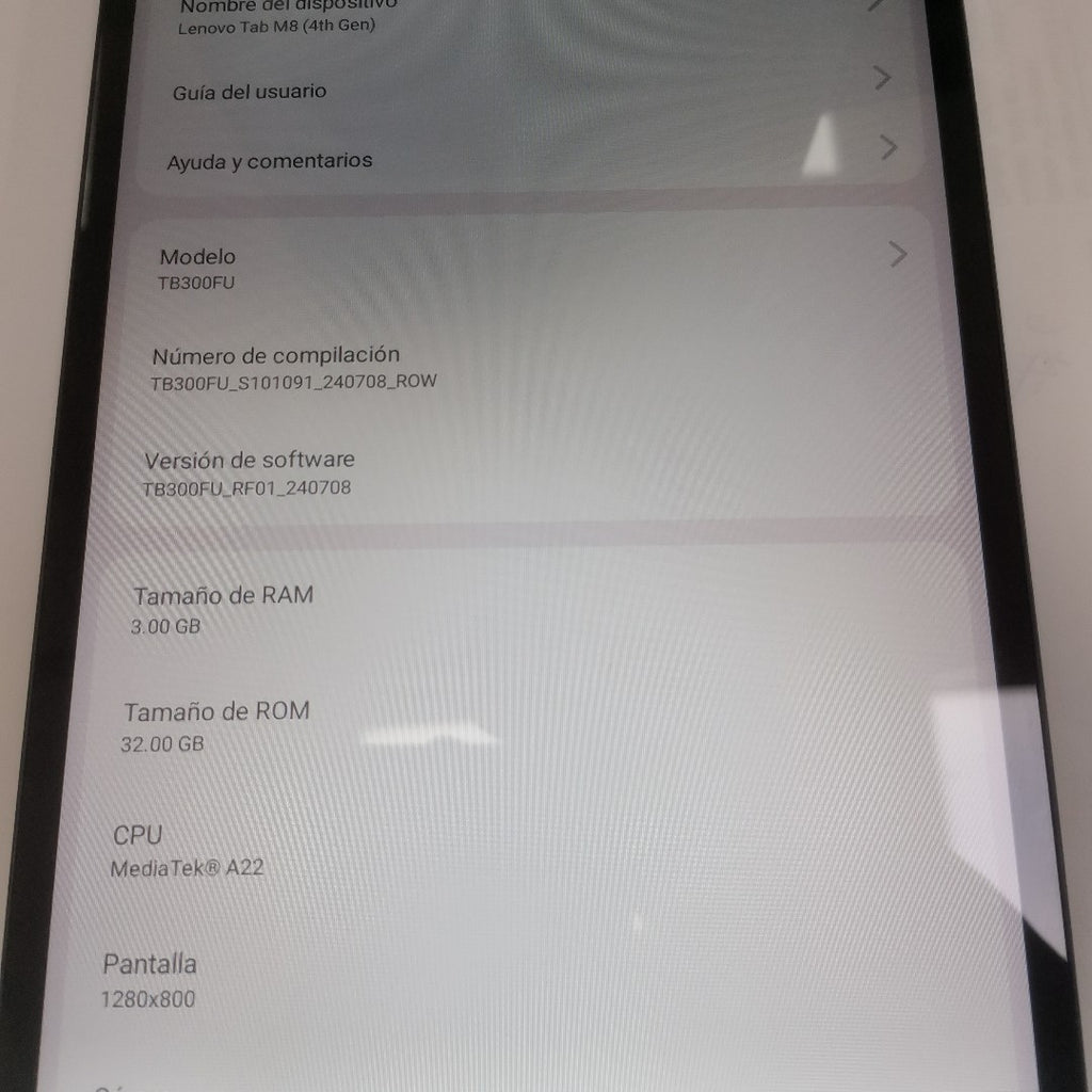 TABLETA LENOVO TAB M8 TB300FU (2023) 32 GB 3 GB RAM (SEMINUEVO)
