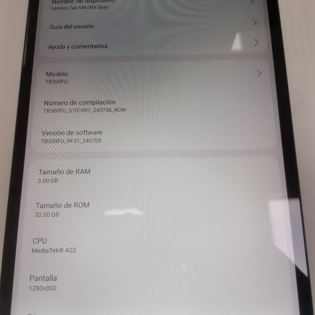 TABLETA LENOVO TAB M8 TB300FU (2023) 32 GB 3 GB RAM (SEMINUEVO)