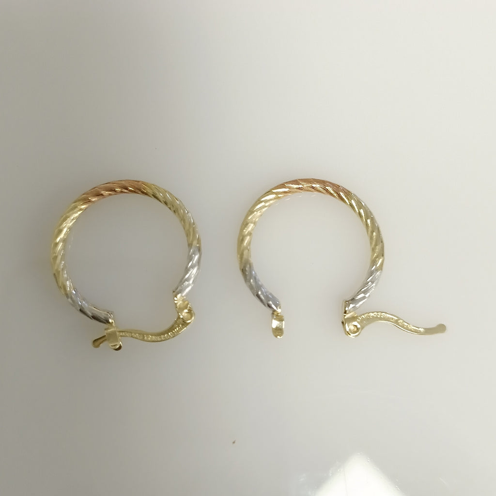 ARETES TEJIDO ARRACADAS TZL COMBINADAS 14K 1.8 GR (NUEVO)