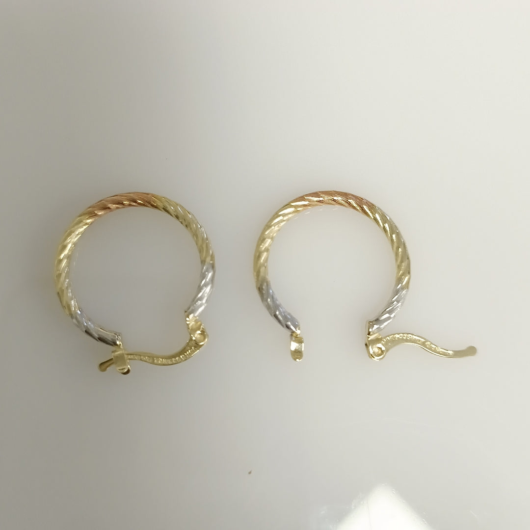 ARETES TEJIDO ARRACADAS TZL COMBINADAS 14K 1.8 GR (NUEVO)