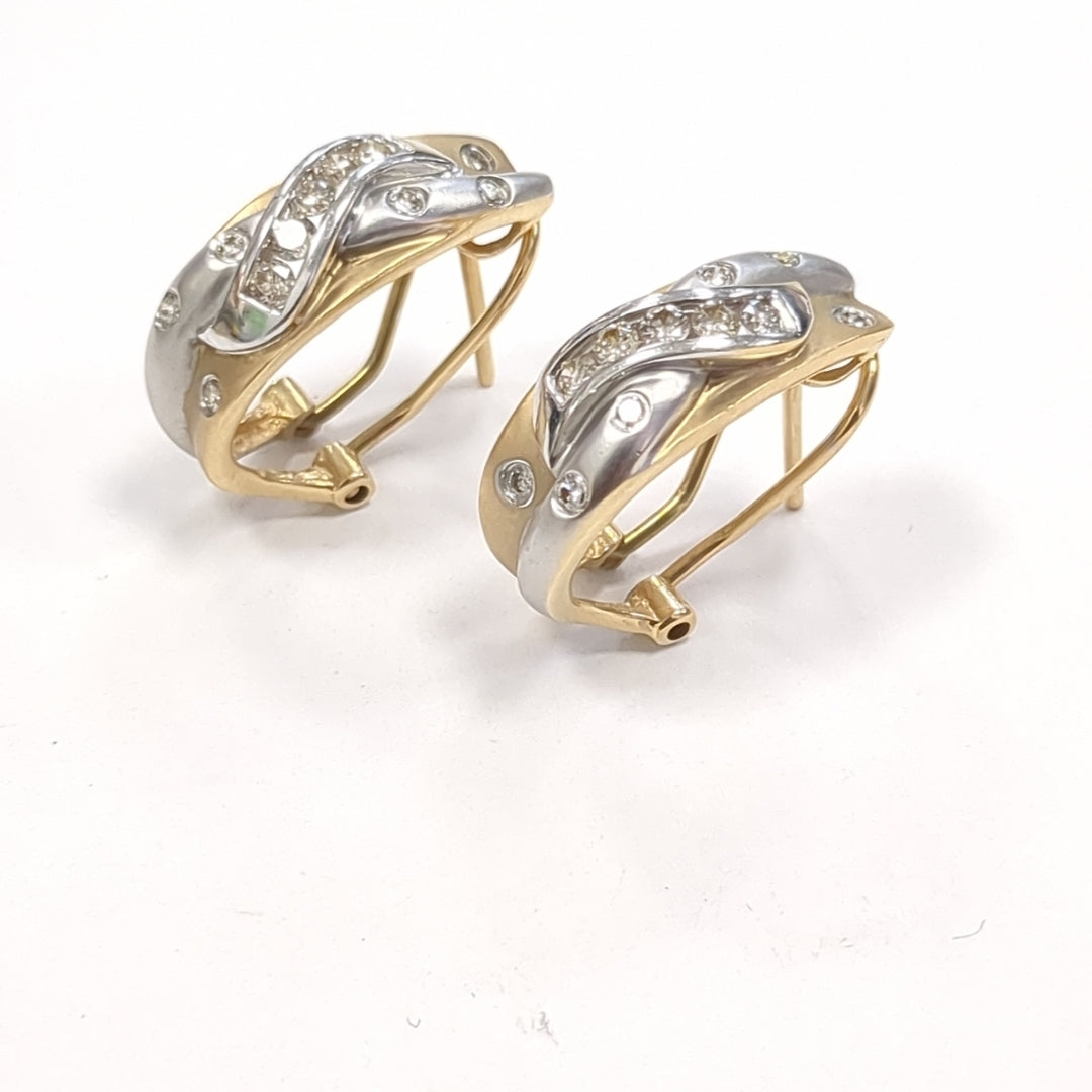 ARETES PAR ORO COMBINADO 14 K 6,80 GRMS (SEMINUEVO)
