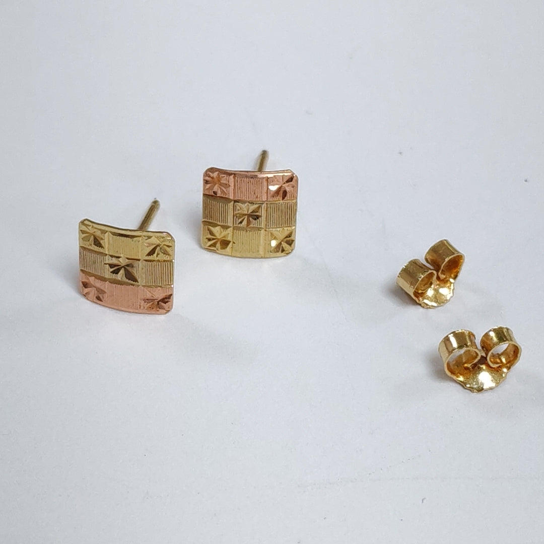ARETES PAR ORO COMBINADO 14 K 1,20 GRMS (SEMINUEVO)