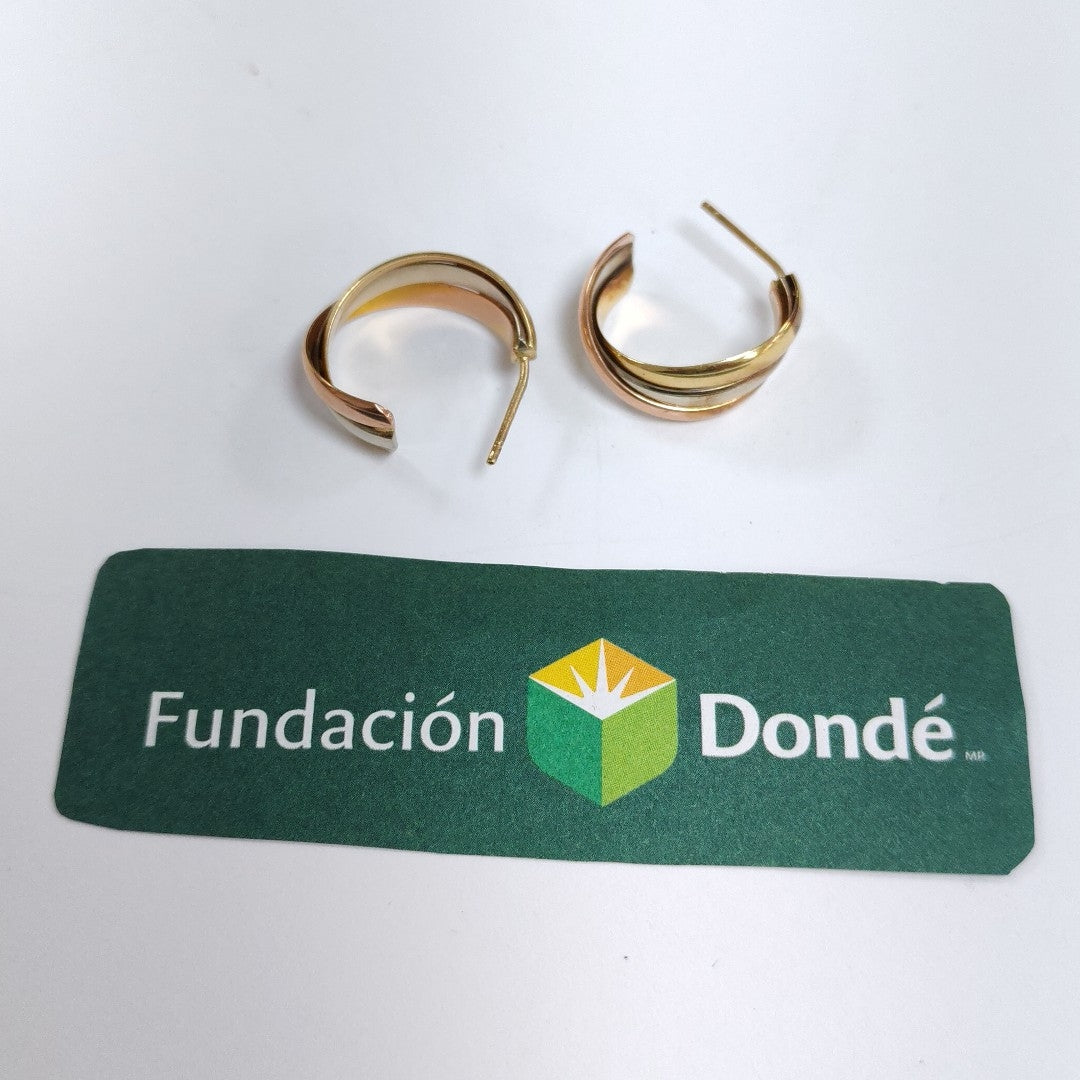 ARETES PAR ORO COMBINADO 14 K 5,50 GRMS (SEMINUEVO)