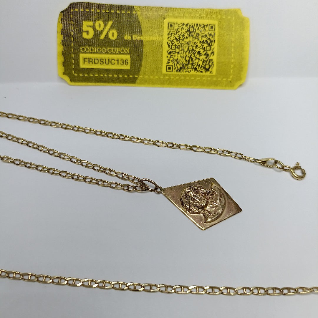 CADENA, MEDALLA RELIGIOSA ORO 10 K 6.3 GRMS (SEMINUEVO)