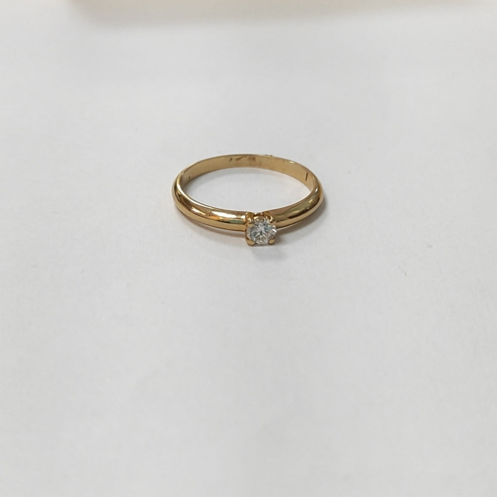 ANILLO SOLITARIO CON DIAMANTE CORTE BRILLANTE 0.16CTS LM SI2, 14K 1.7 G (NUEVO)