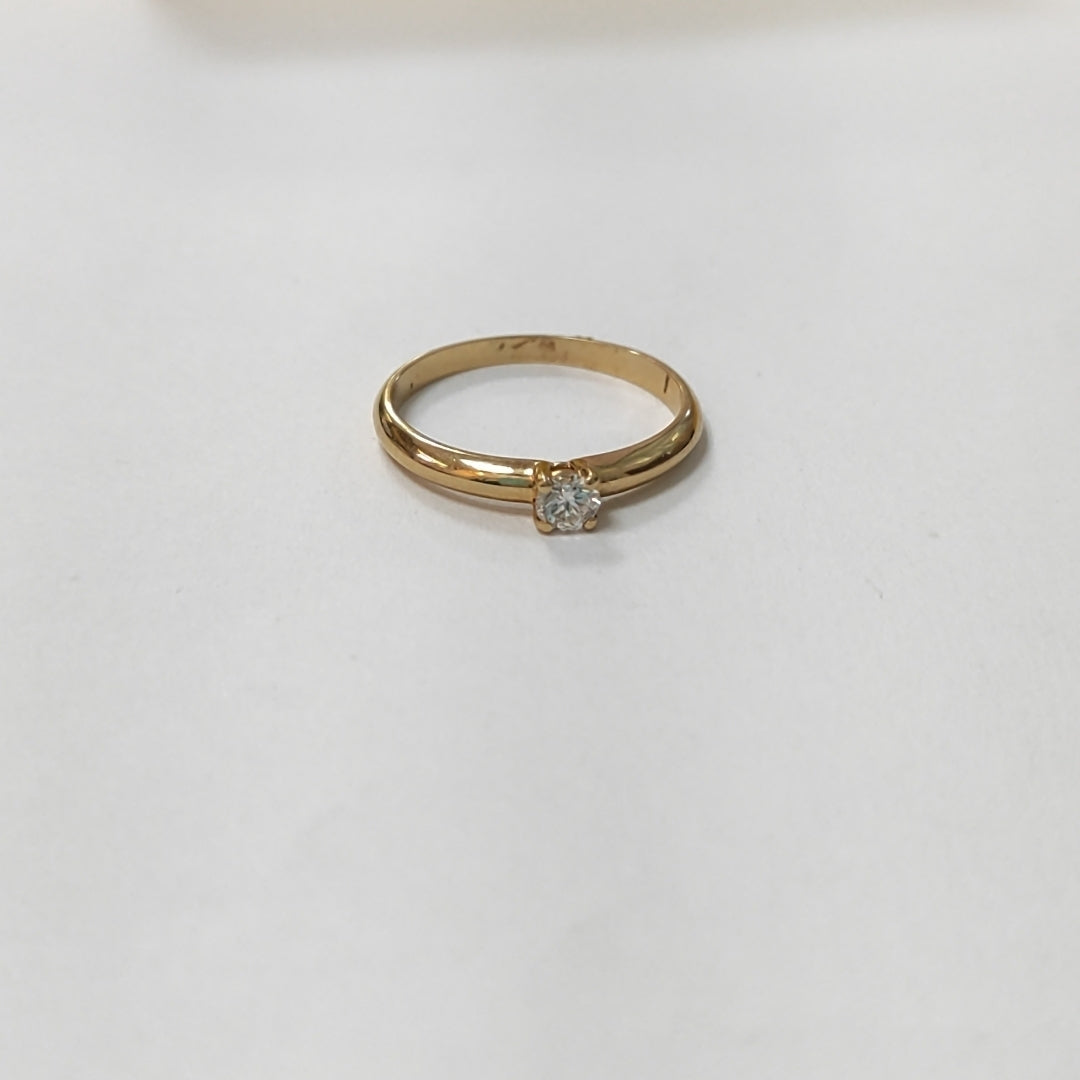ANILLO SOLITARIO CON DIAMANTE CORTE BRILLANTE 0.16CTS LM SI2, 14K 1.7 G (NUEVO)
