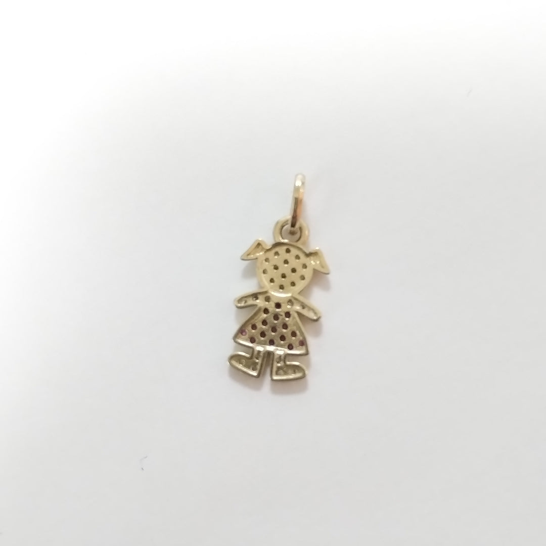 DIJE NIÑA CON CIRCONIAS Y PIEDRAS DE COLOR 10K 1.1 GR (NUEVO)