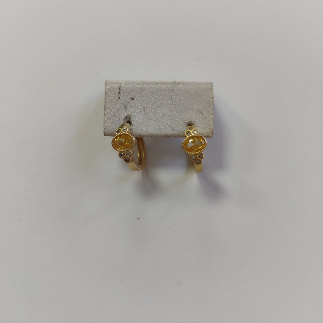 ARETES ARRACADAS CON CIRCONIAS Y PDRAS COL 14K 3.3 GR (NUEVO)