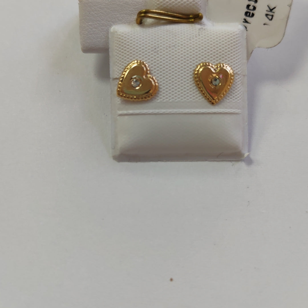 BROQUELES BROQUEL FIG CORAZON C CIRCONIA 14K 0.2614 GR (NUEVO)