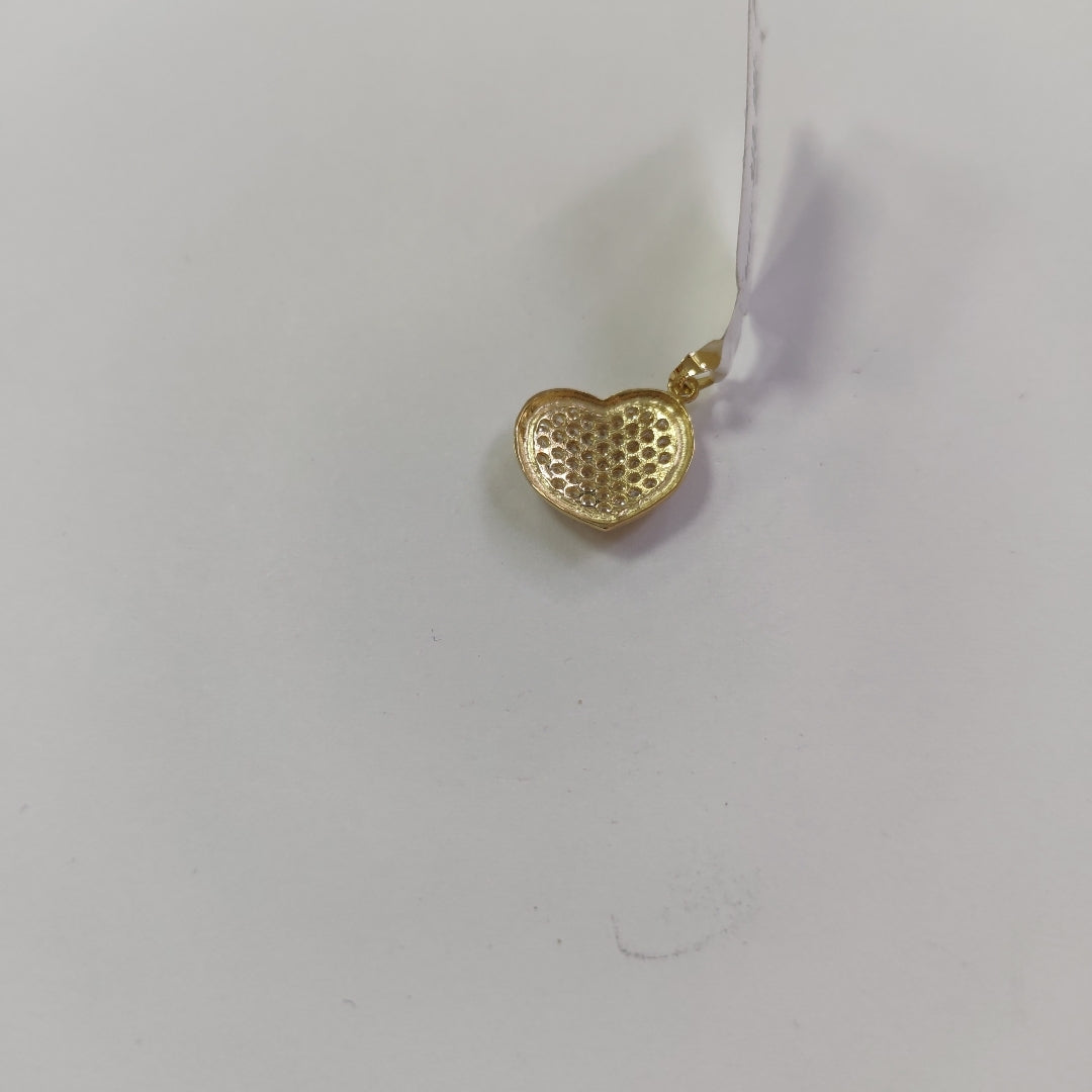 DIJE TEJIDO CORAZON CON CIRCONIAS 14K 1.8 GR (NUEVO)