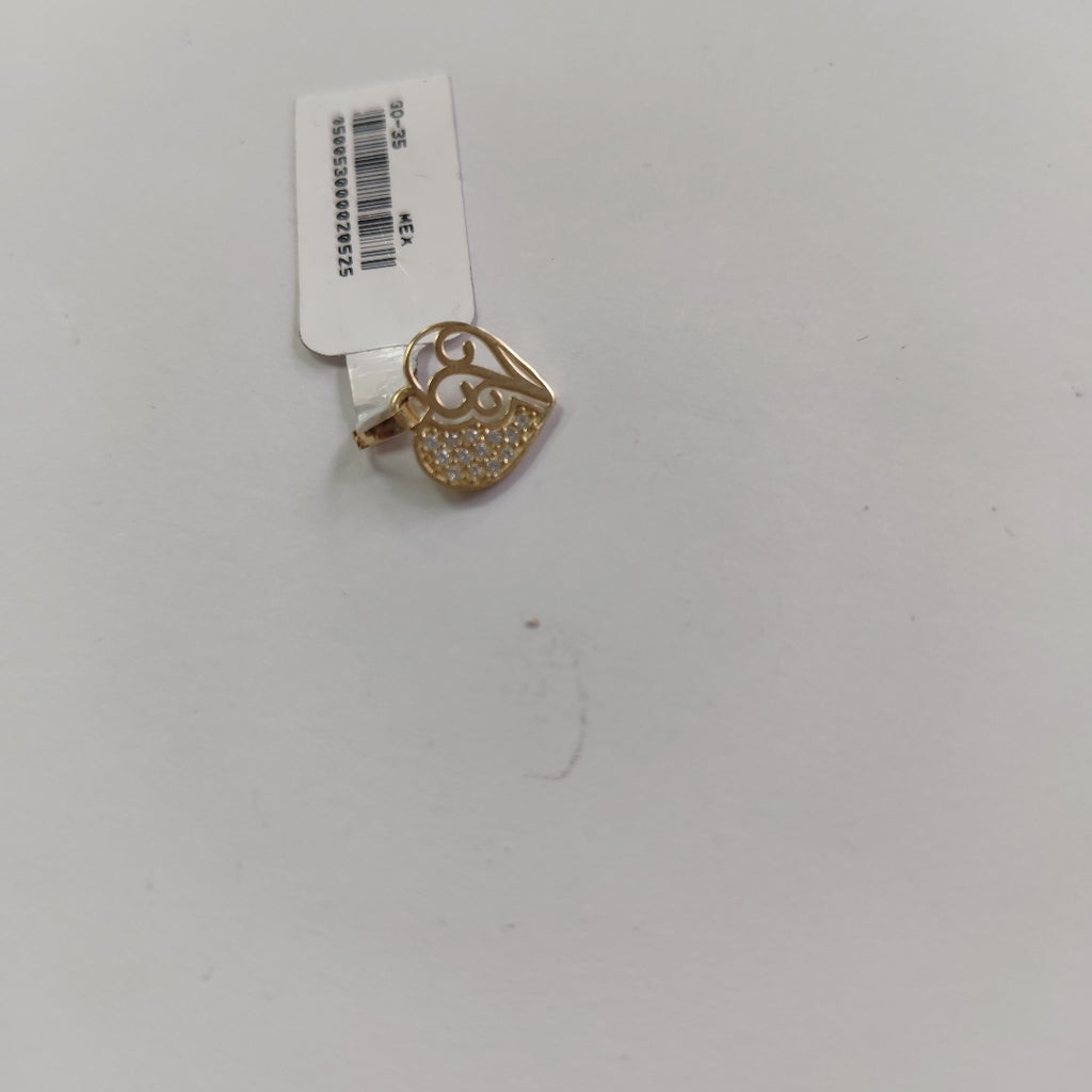 DIJE TEJIDO CORAZON CON CIRCONIAS Y ARBOL DE LA VIDA 14K 0.8 GR (NUEVO)