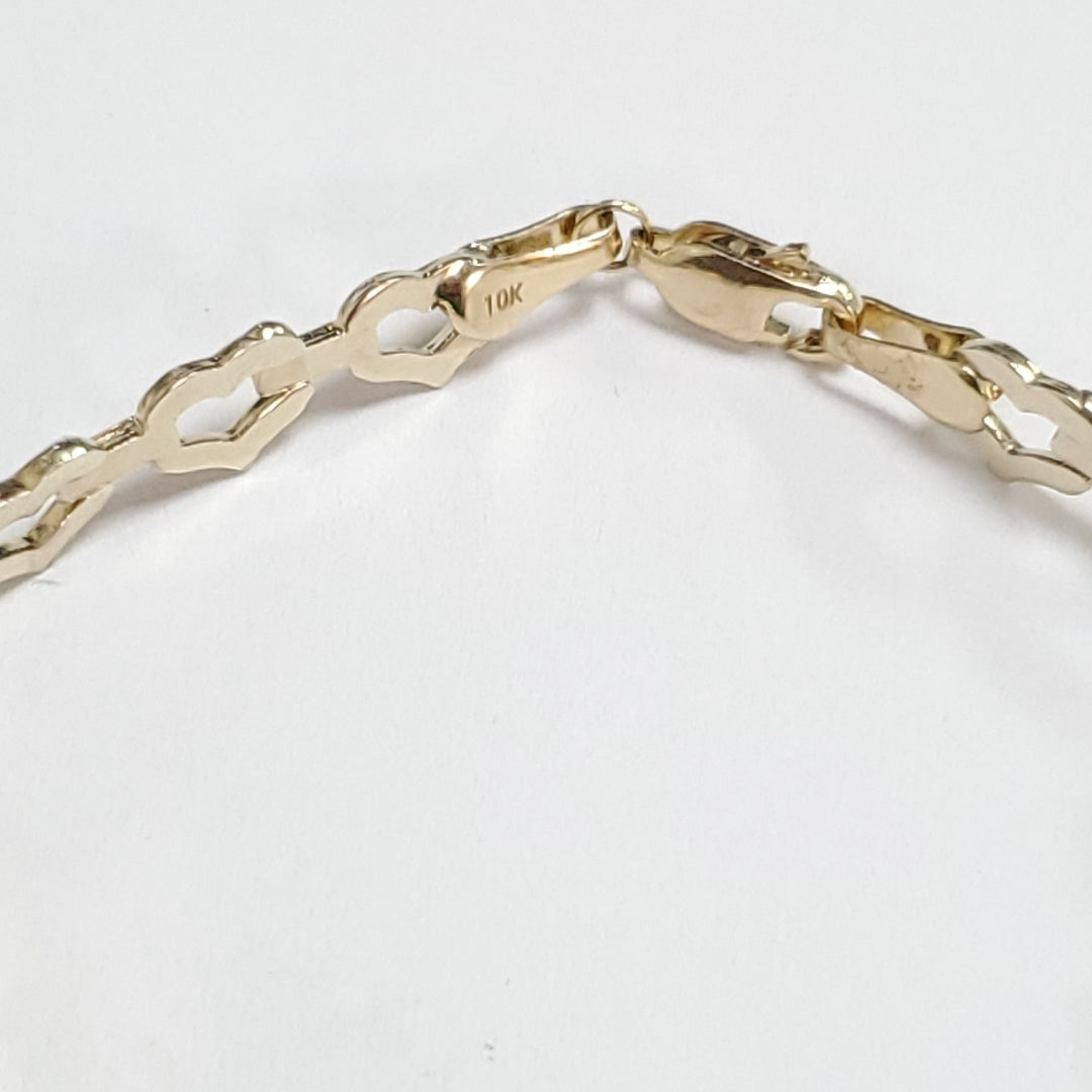 PULSERA ESPECIAL CON CORAZONES 14K 18 CM 4.2 GR (NUEVO)