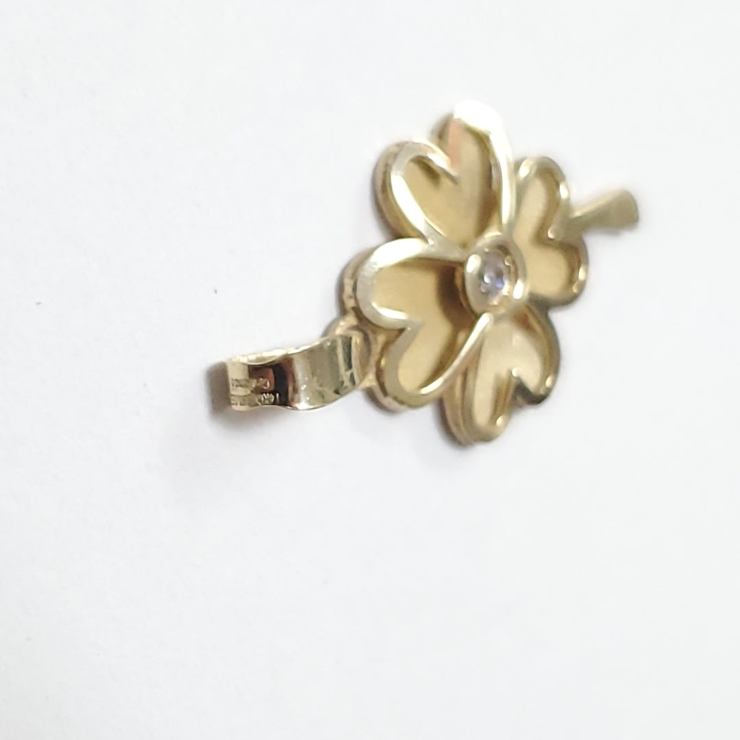 DIJE FIG TREBOL C CIRCONIA 14K 0.8 GR (NUEVO)