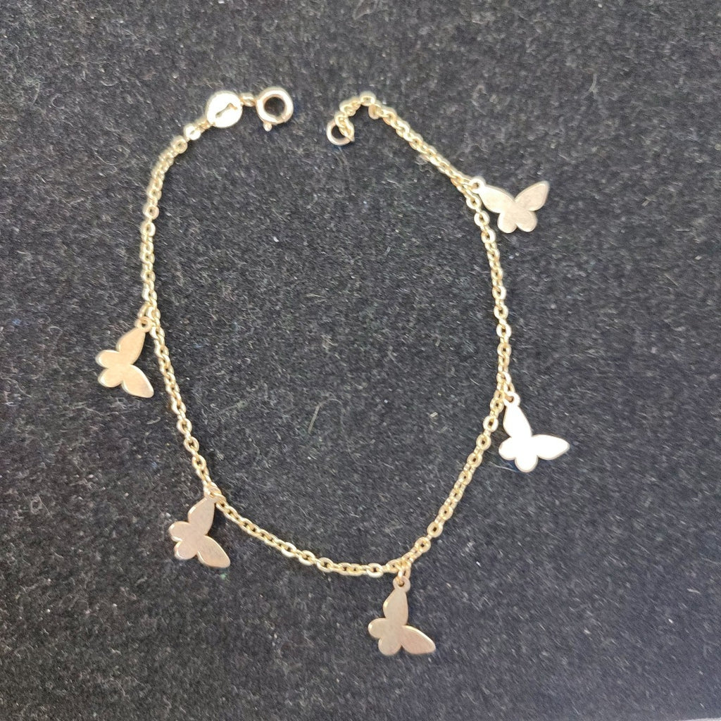 PULSERA ESPECIAL CON MARIPOSAS 14K 18 CM 2.1 GR (NUEVO)