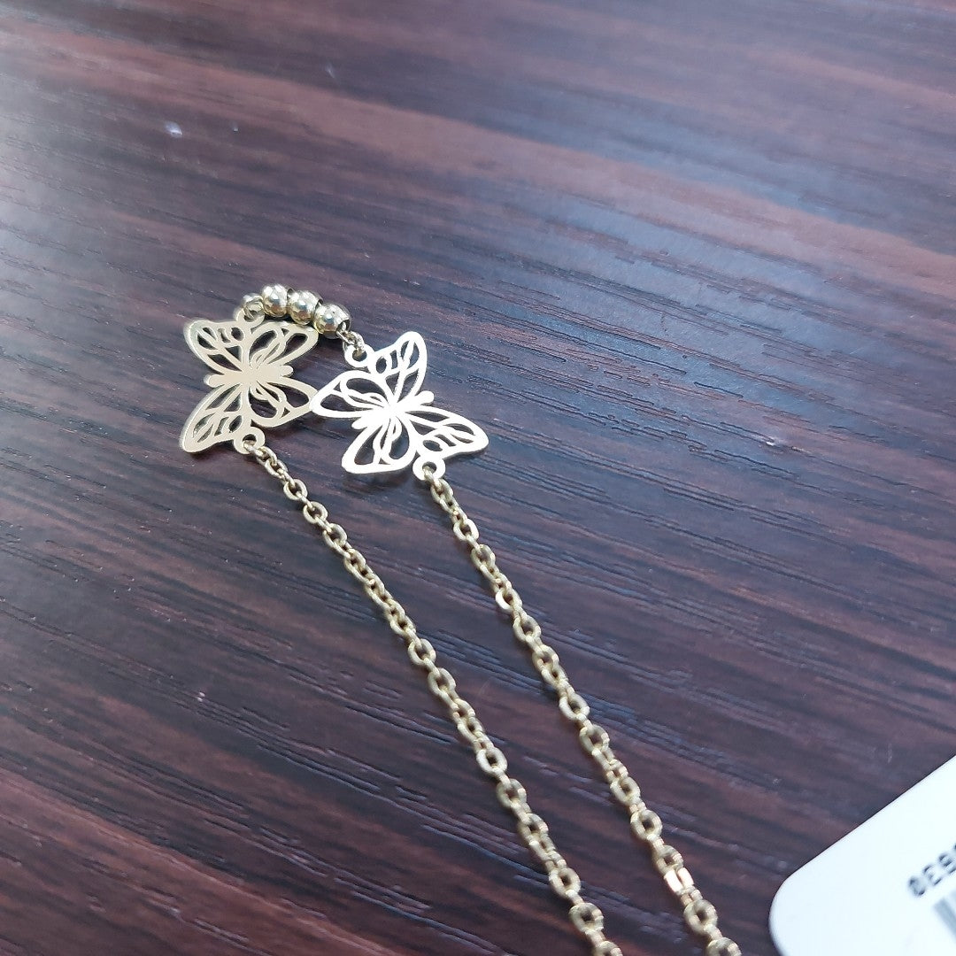 PULSERA TEJIDO ESPECIAL CON FIGURAS MARIPOSAS 14K 18 CM 2 GR PLL 30 (NUEVO)