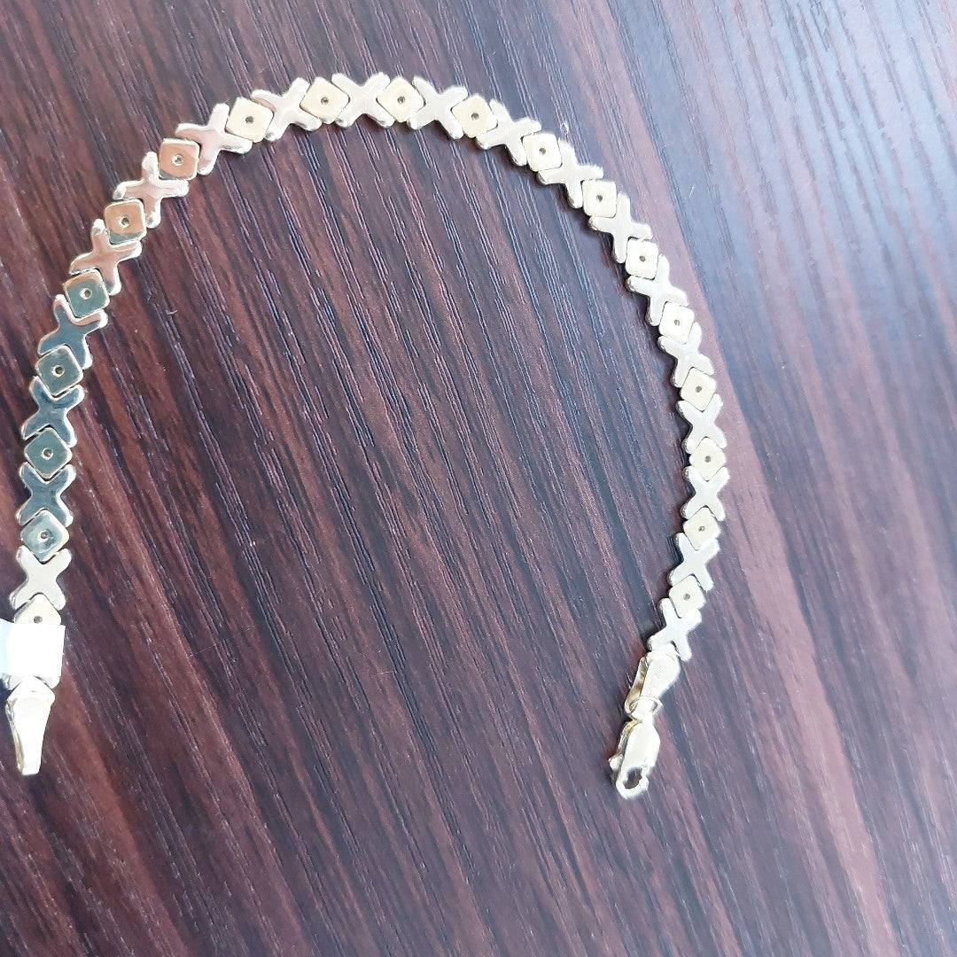 PULSERA TEJIDO XOXO COMBINADO 14K 18 CM 8.6 GR BS 21 (NUEVO)