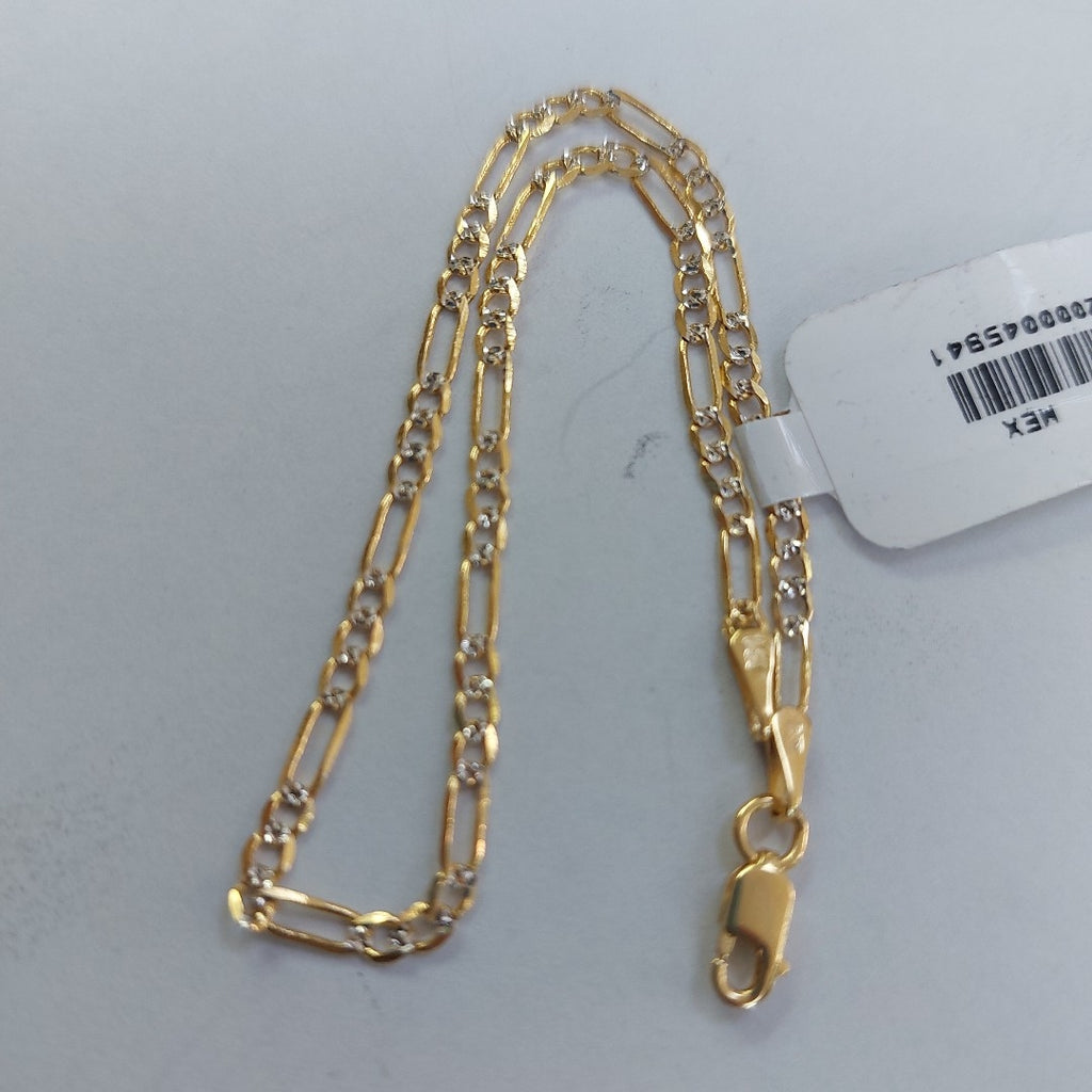 PULSERA TEJIDO 3X1 DIAMANTADA 14K 21CM 2GR FPR060 (NUEVO)