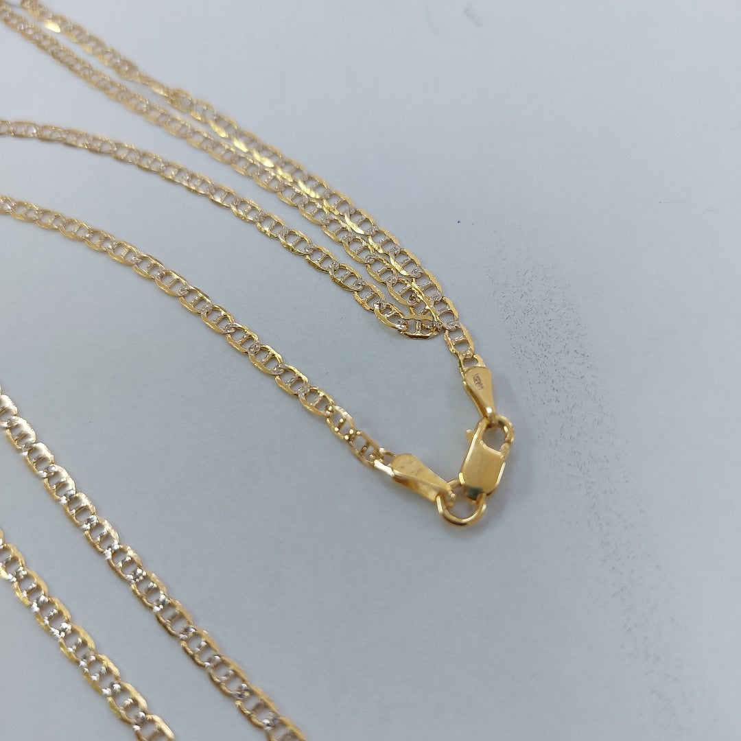 CADENA TEJIDO GUCHI DIAMANTADA 14K 50CM 3.4GR MPR030 (NUEVO)
