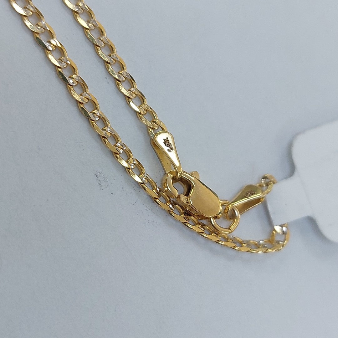 CADENA TEJIDO BARBADA DIAMANTADA 14K 50CM 4.9GR BPR06050 (NUEVO)