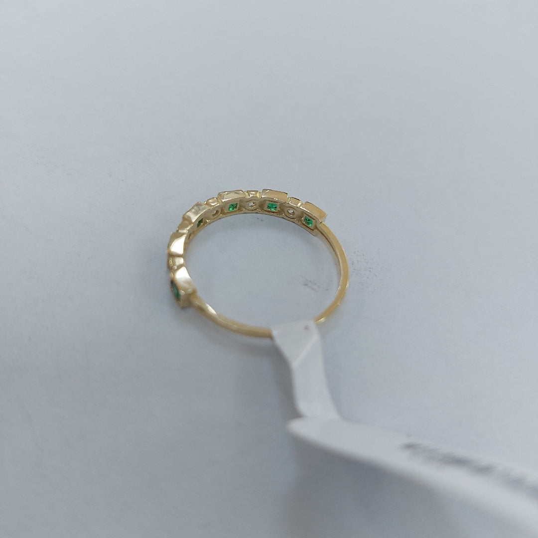 ANILLITO CON CIRCONIAS Y PIEDRAS COLOR VERDE 14K 8 TALLA 1.5 GR ADR 116 (NUEVO)
