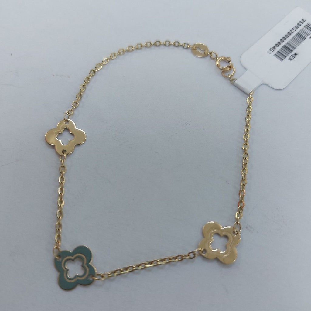 PULSERA TEJIDO ESPECIAL CON FLORES 14K 18 CM 1.6 GR PLL 32 (NUEVO)
