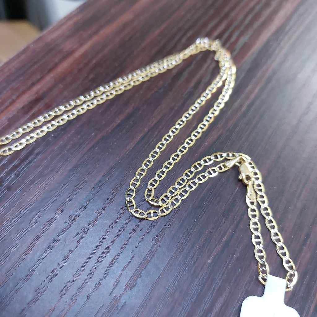 CADENA TEJIDO GUCHI DIAMANTADA 14K 55CM 4.8GR MPR060 (NUEVO)